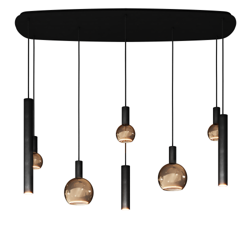 4311 - Riva Pendelleuchte Dänisch Oval 145cm - 8 Lichter 