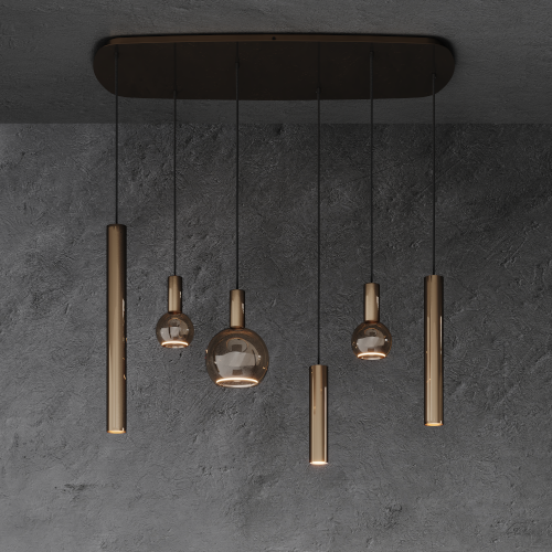 4316 - Riva Pendelleuchte Dänisch oval 110cm - 6 Leuchten 