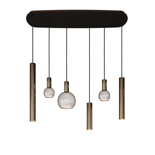 4316 - Riva Pendelleuchte Dänisch oval 110cm - 6 Leuchten 