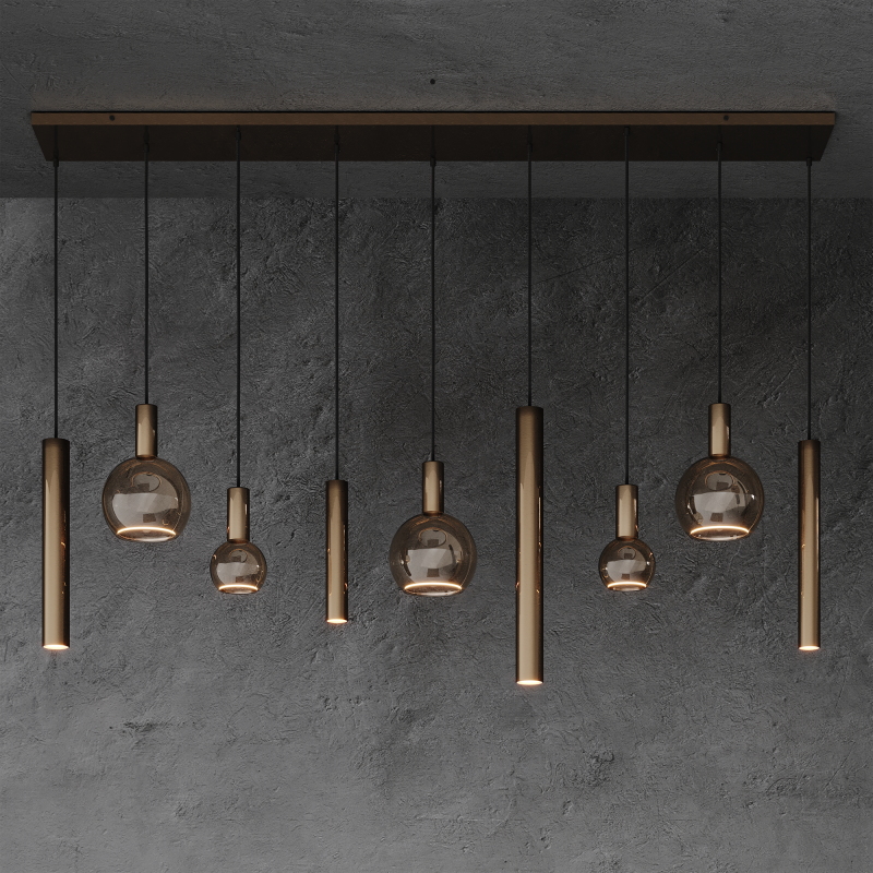 4320 - Riva Pendelleuchte gerade 170cm - 9 Lichter 