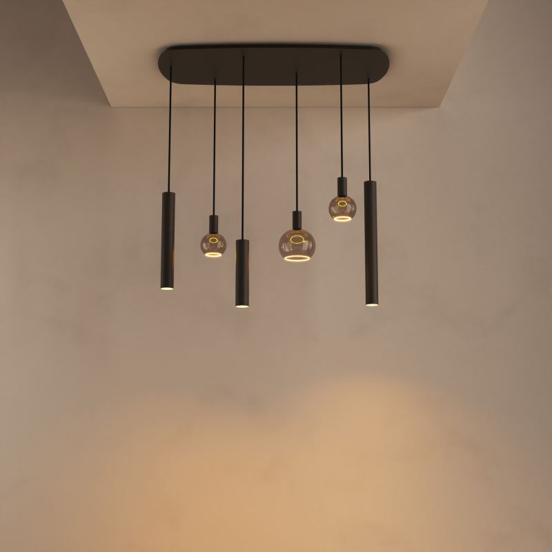 4316 - Riva Pendelleuchte Dänisch oval 110cm - 6 Leuchten 