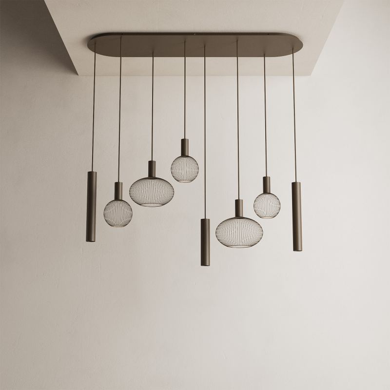 9100 - Como Hängelampe flach oval 145 cm - 8-Lichter 