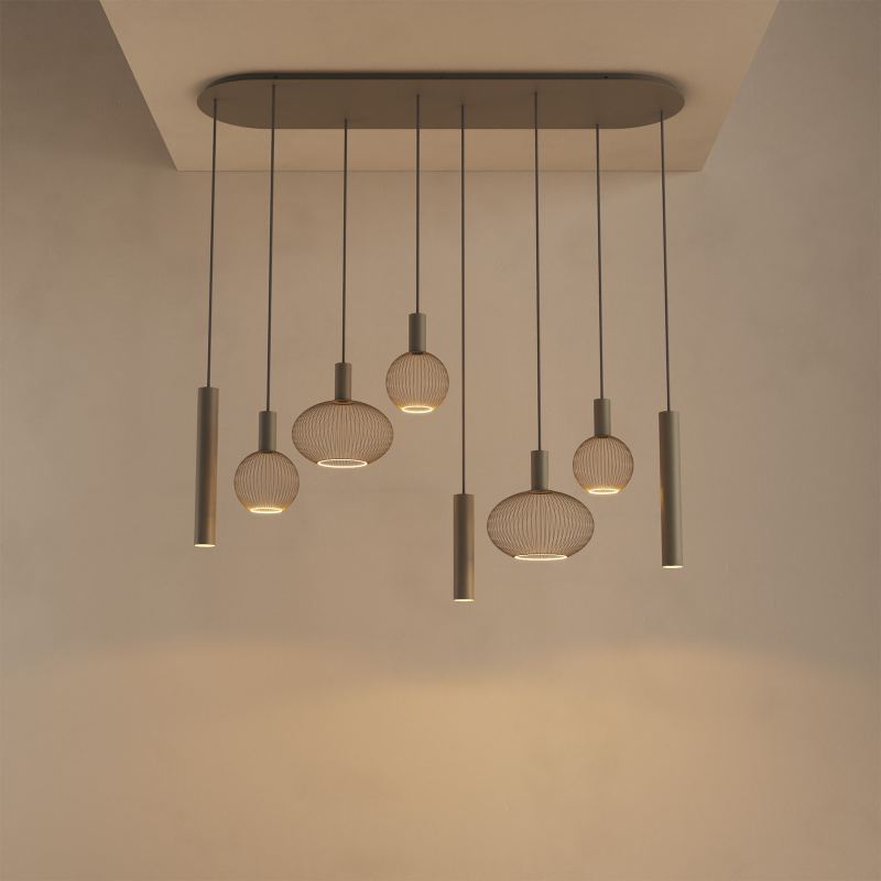 9100 - Como Hängelampe flach oval 145 cm - 8-Lichter 